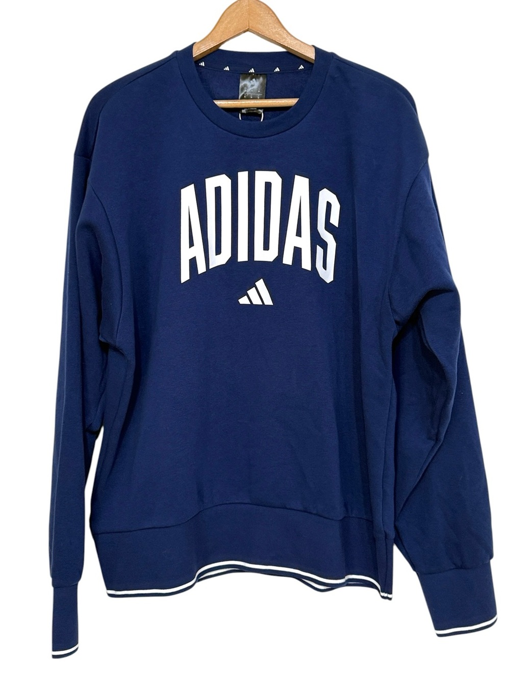 Adidas Crewneck Sweatshirt Blue White Logo Men’s Medium NWT